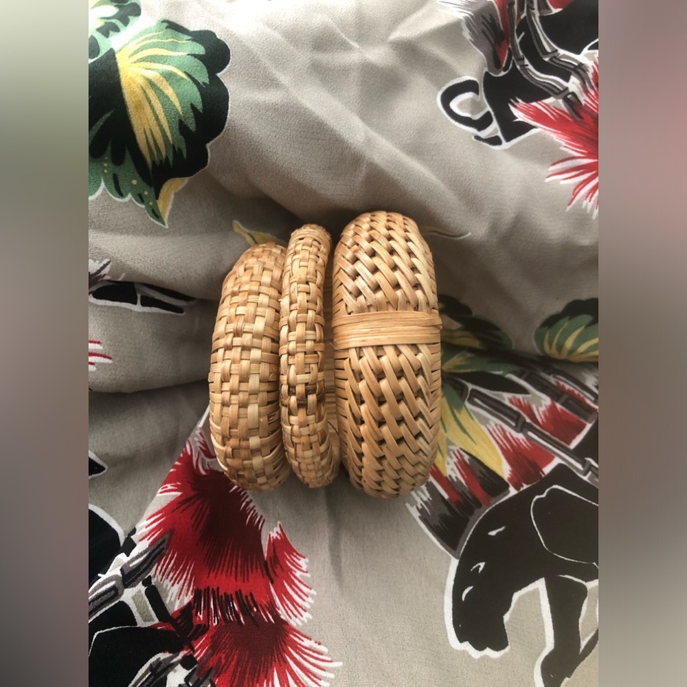 Splendette & Various Set of Three Woven Rattan Bangles Standard Size